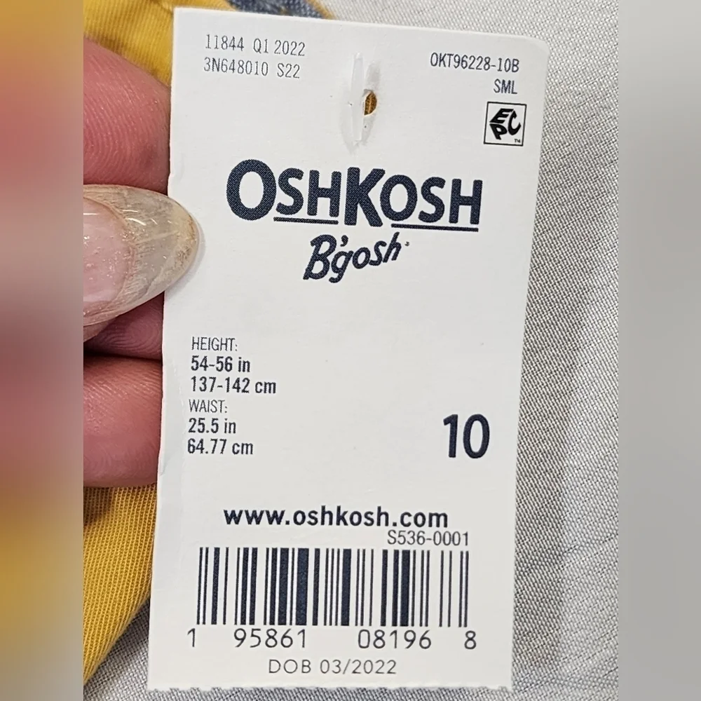 OshKosh B'gosh Boys Shorts Yellow Adjustable Waist NWT Size 10